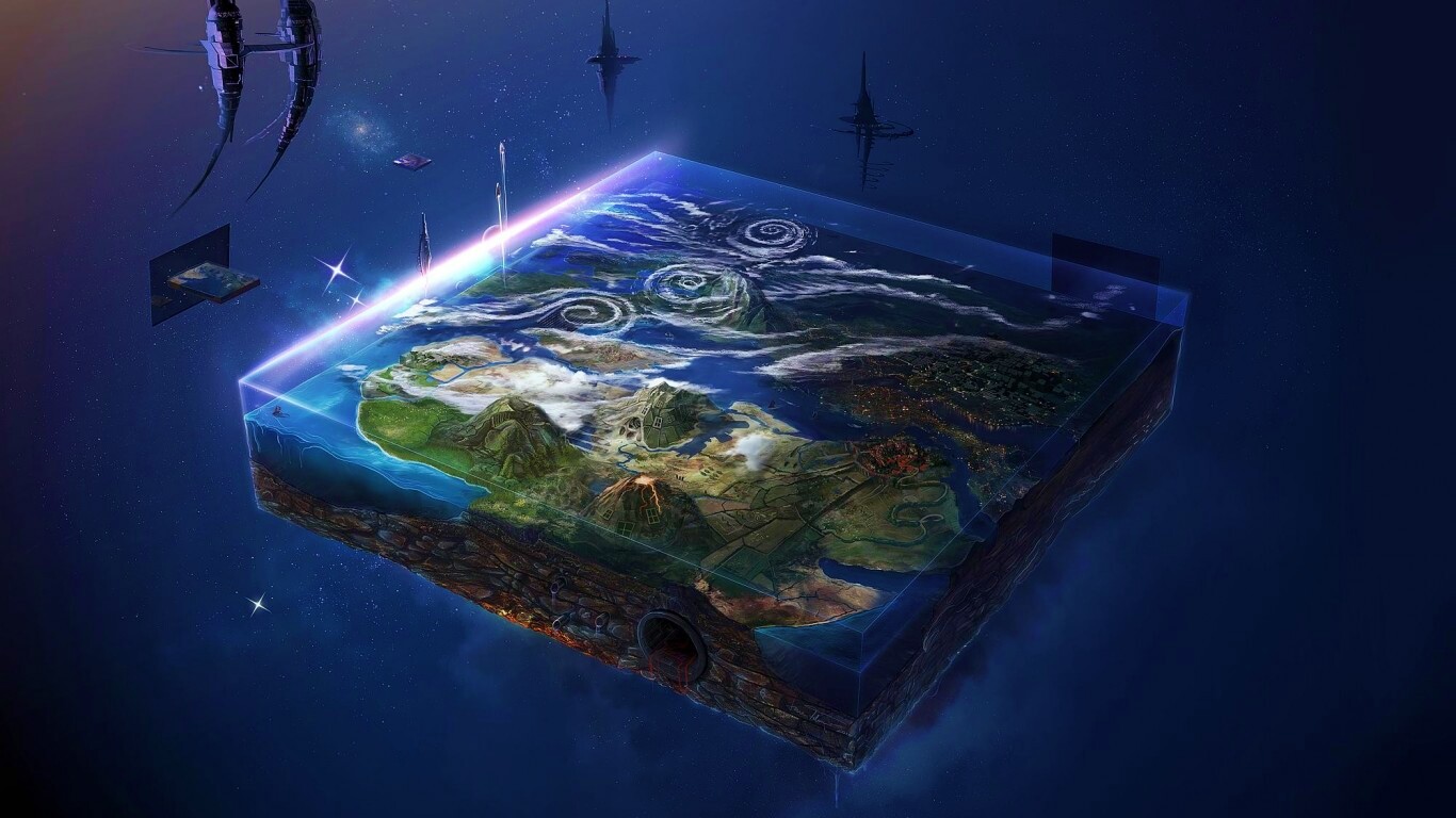 Кубическая земля в вакууме обои