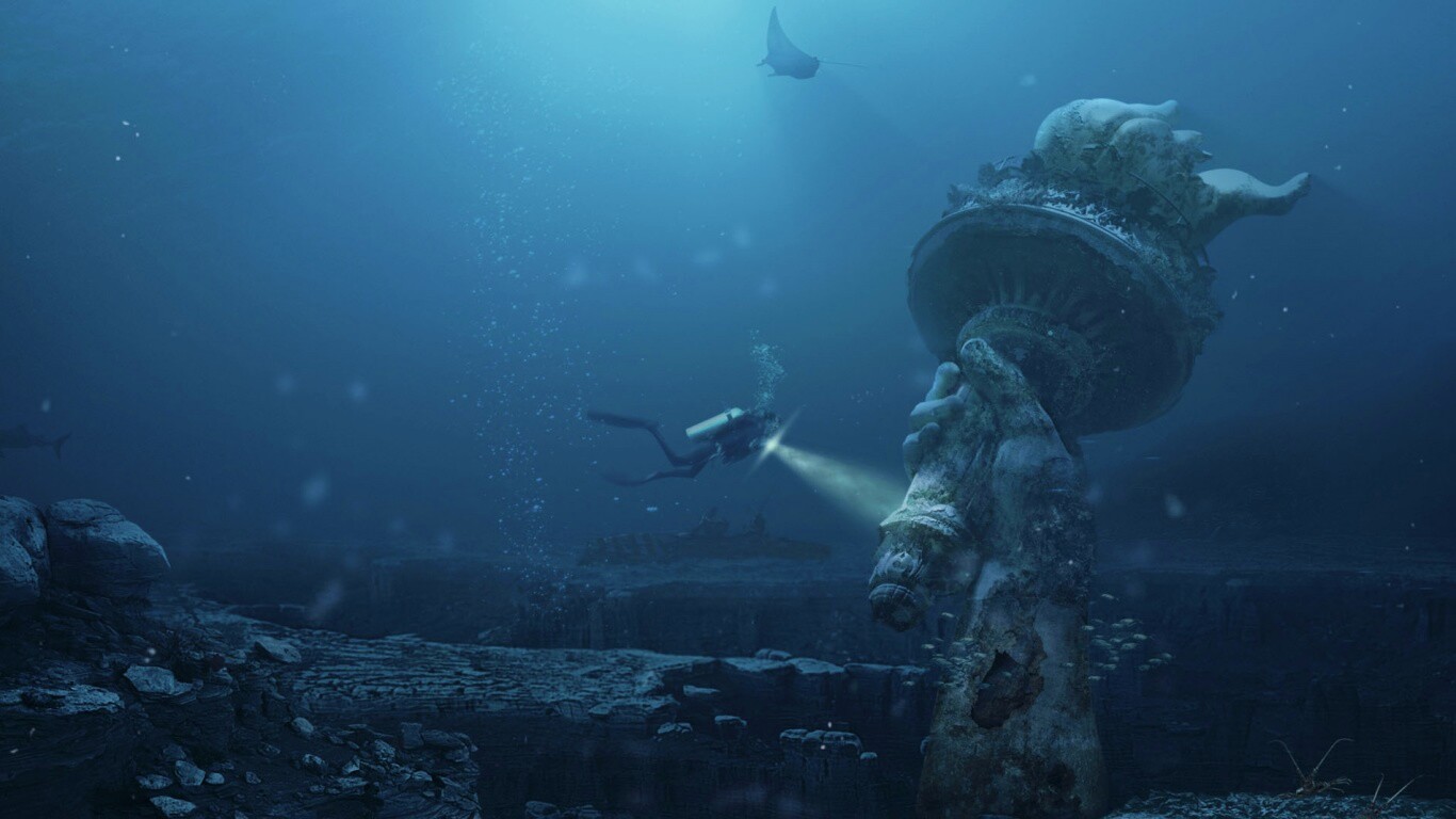 Затопленный Нью-Йорк обои