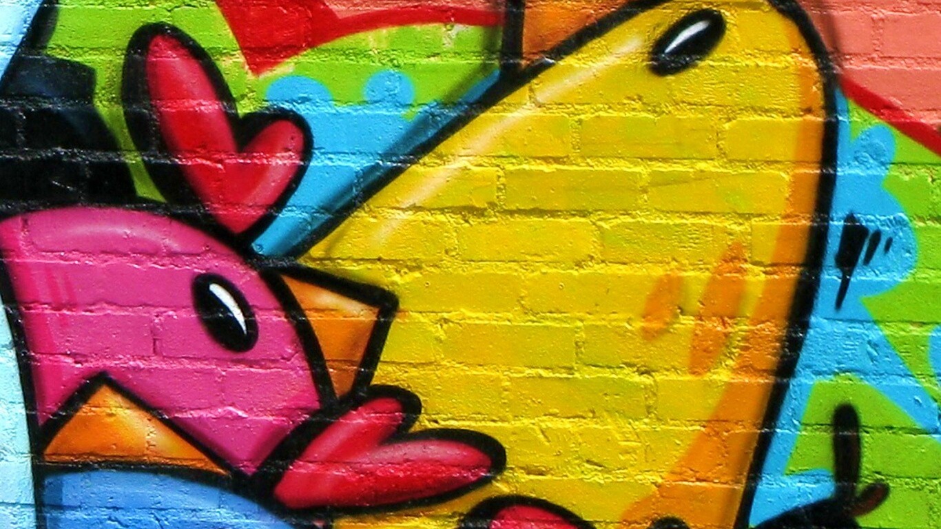 Граффити Курица с цыплятами обои