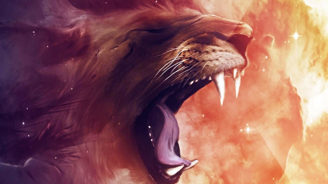 Рычащий лев обои