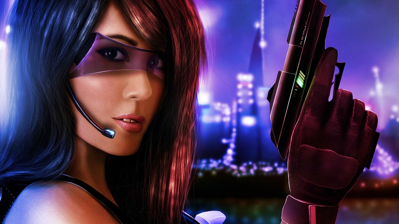 Девушка из будущего с пистолетом обои