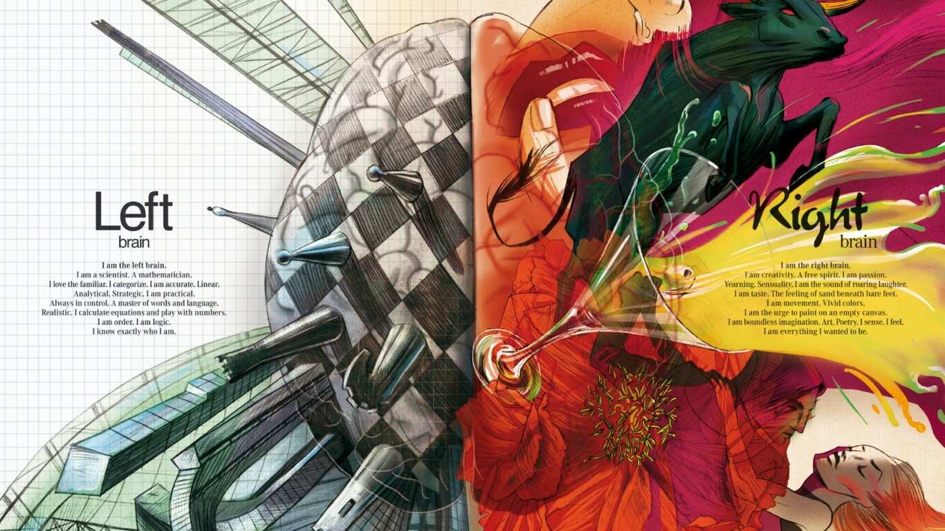 Левая и правая часть мозга обои