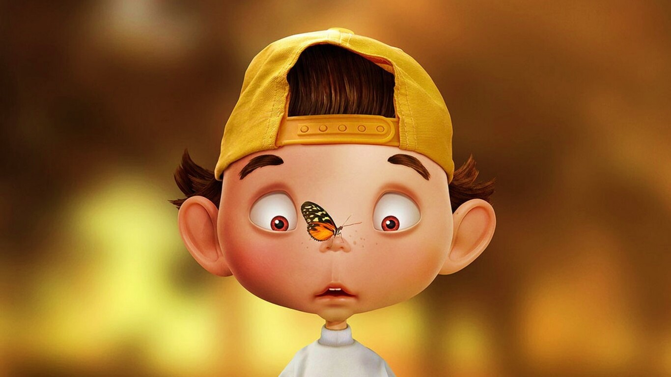 Бабочка на носу обои