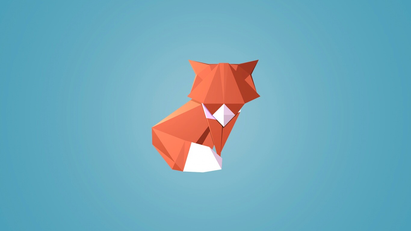 Origami fox обои