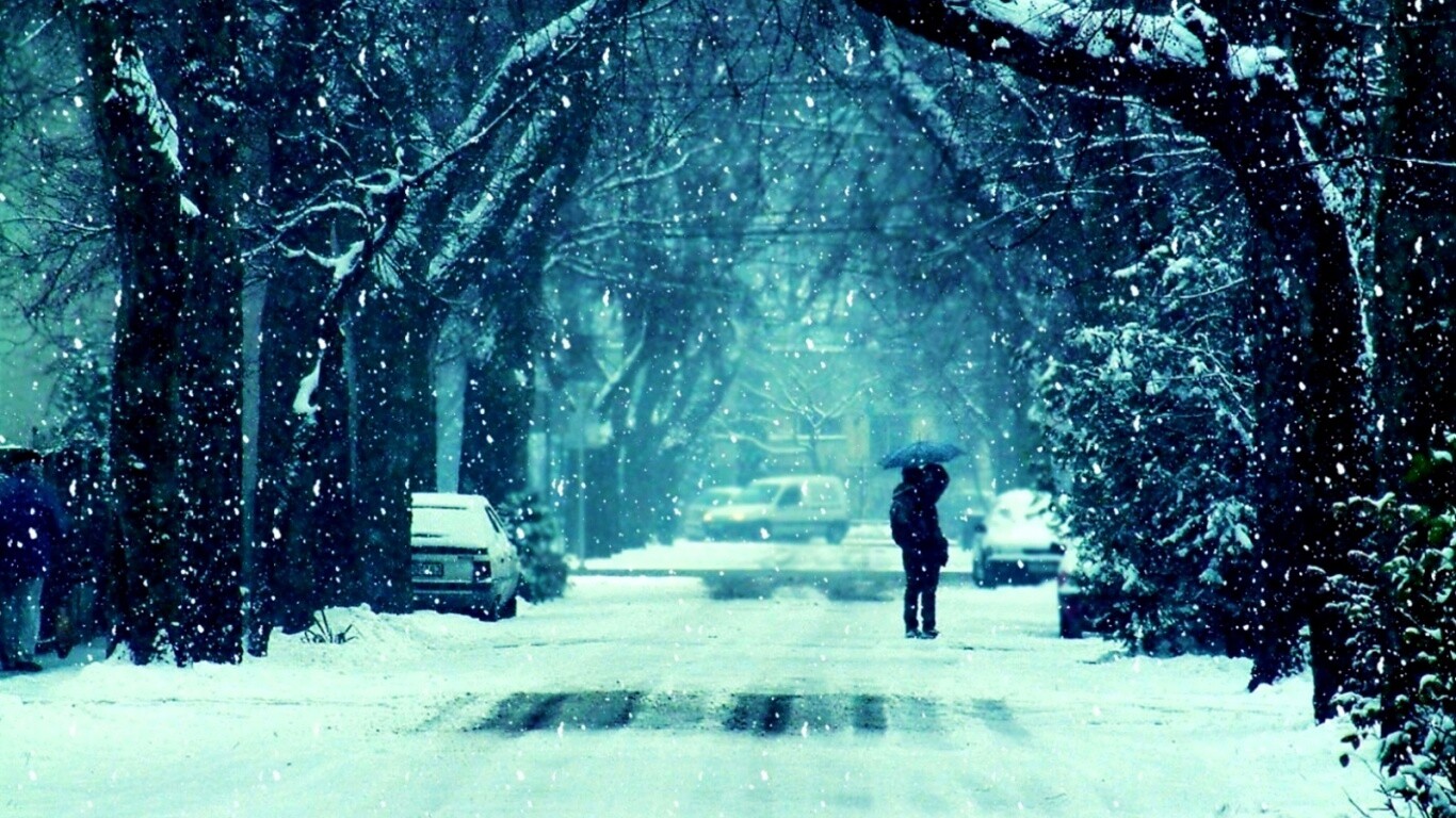 Зимняя улица обои