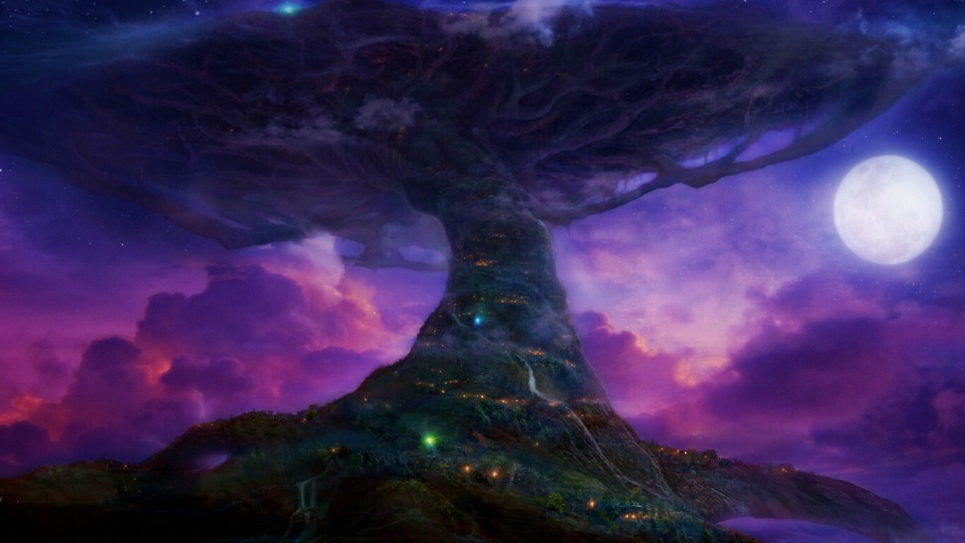 Дерево-город обои