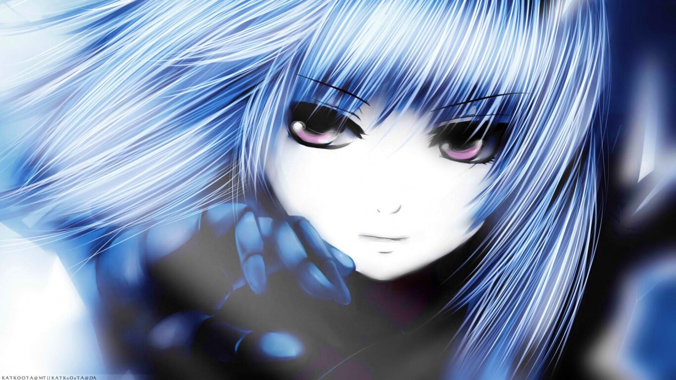 Девушка с голубыми волосами обои