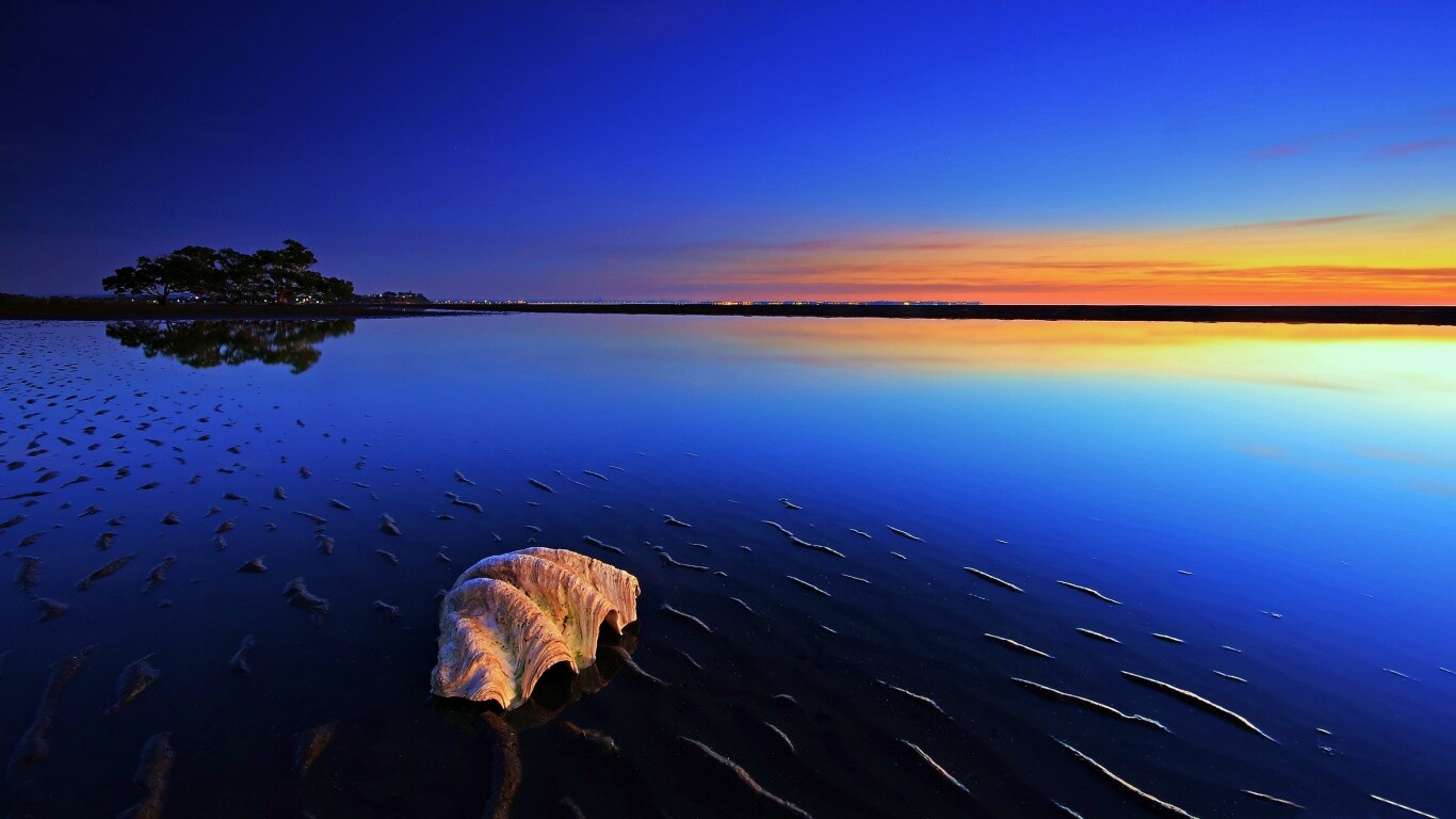 Закат на берегу моря обои