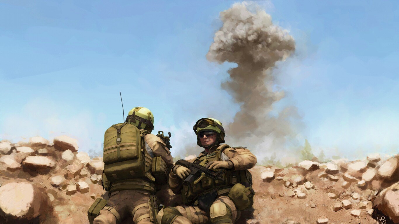 Солдаты в пустыне обои