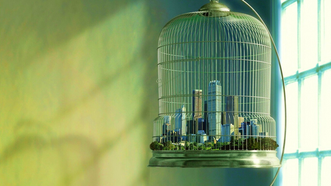 Город в клетке обои