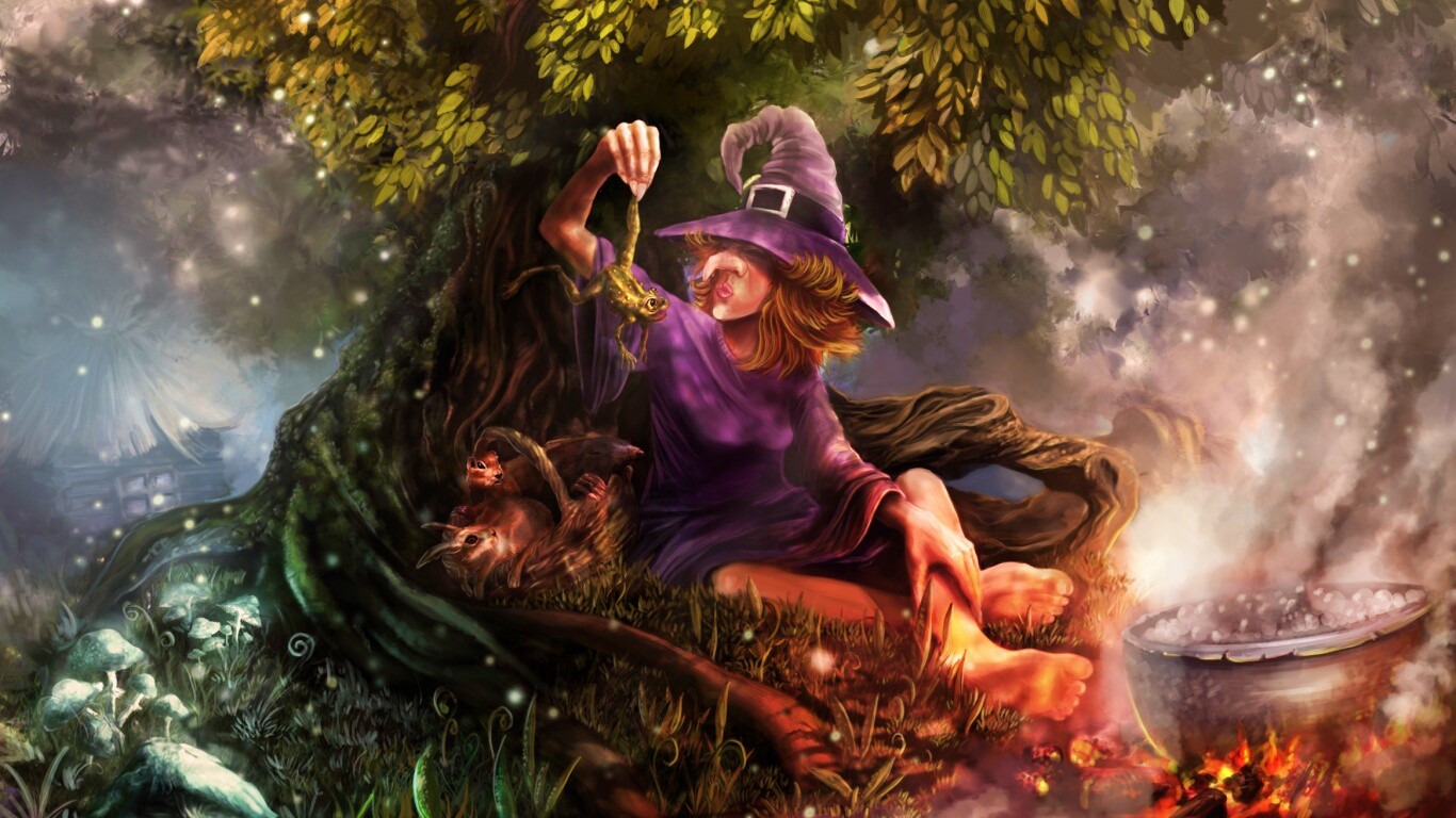 Ведьма варит зелье обои