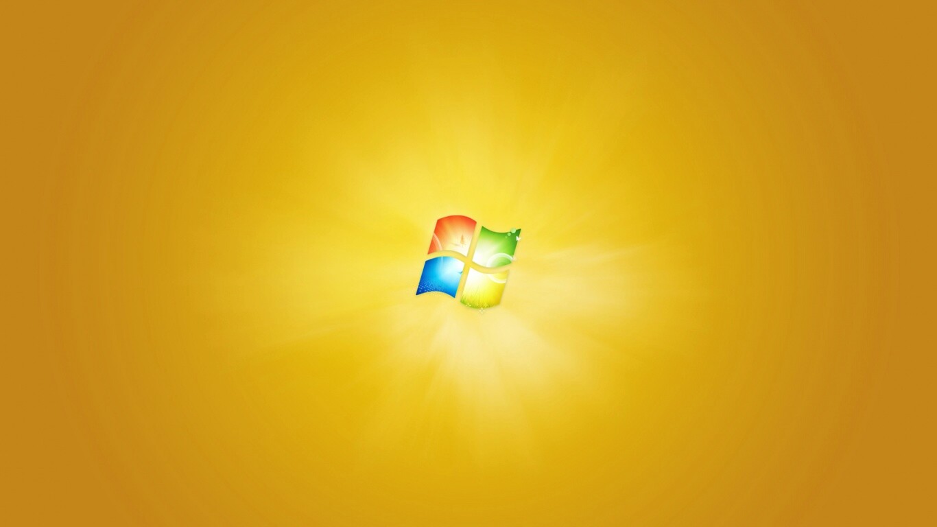 Яркий желтый логотип Windows 7 обои