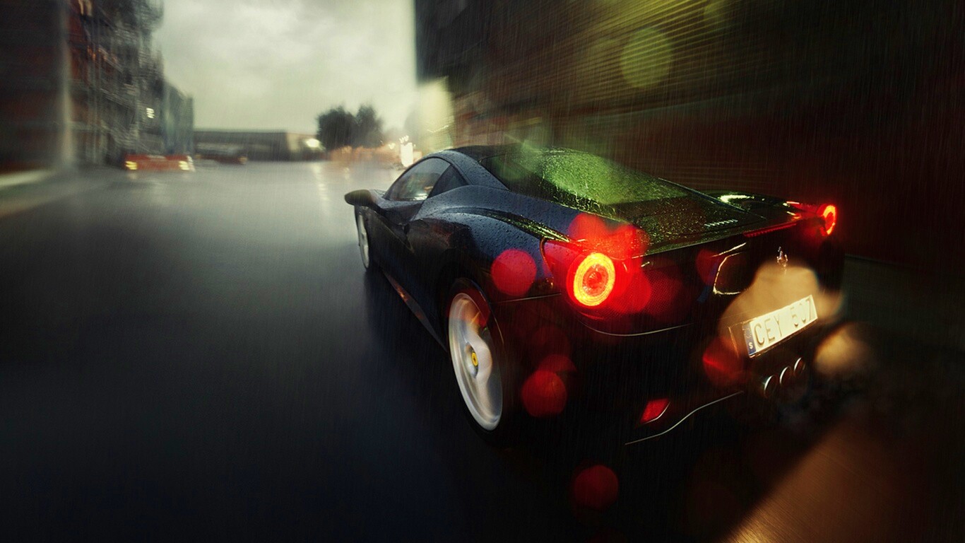 Ferrari под дождем обои