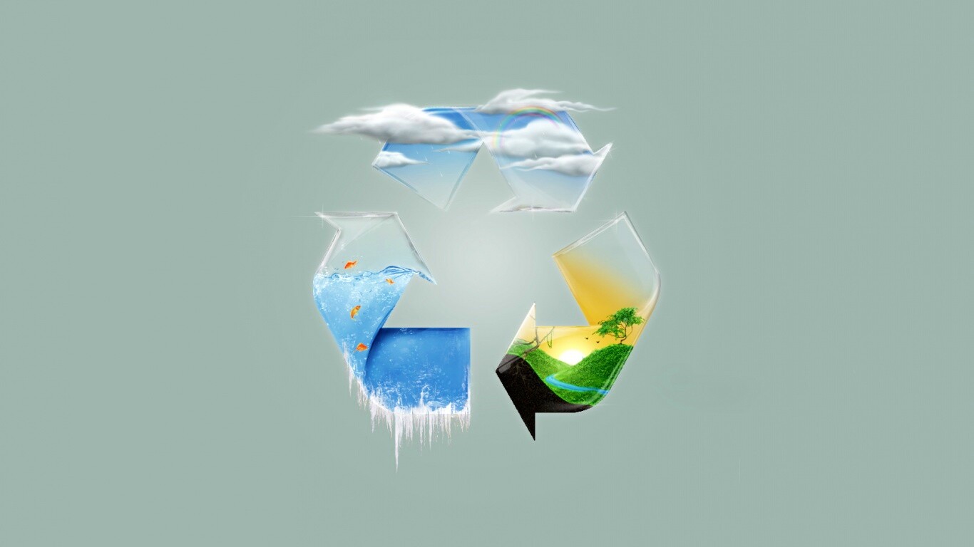 Круговорот воды в природе в значке переработки обои