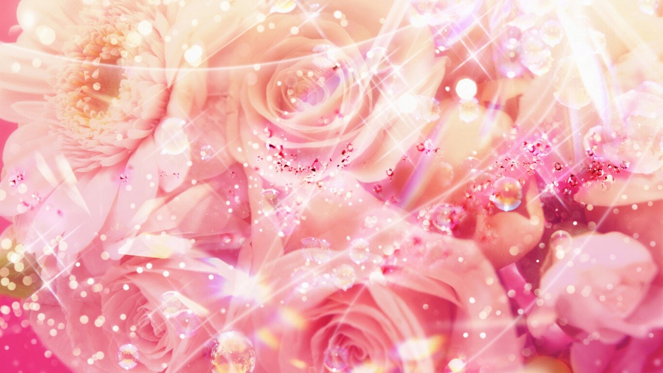 Розово-розовая абстракция с цветами обои
