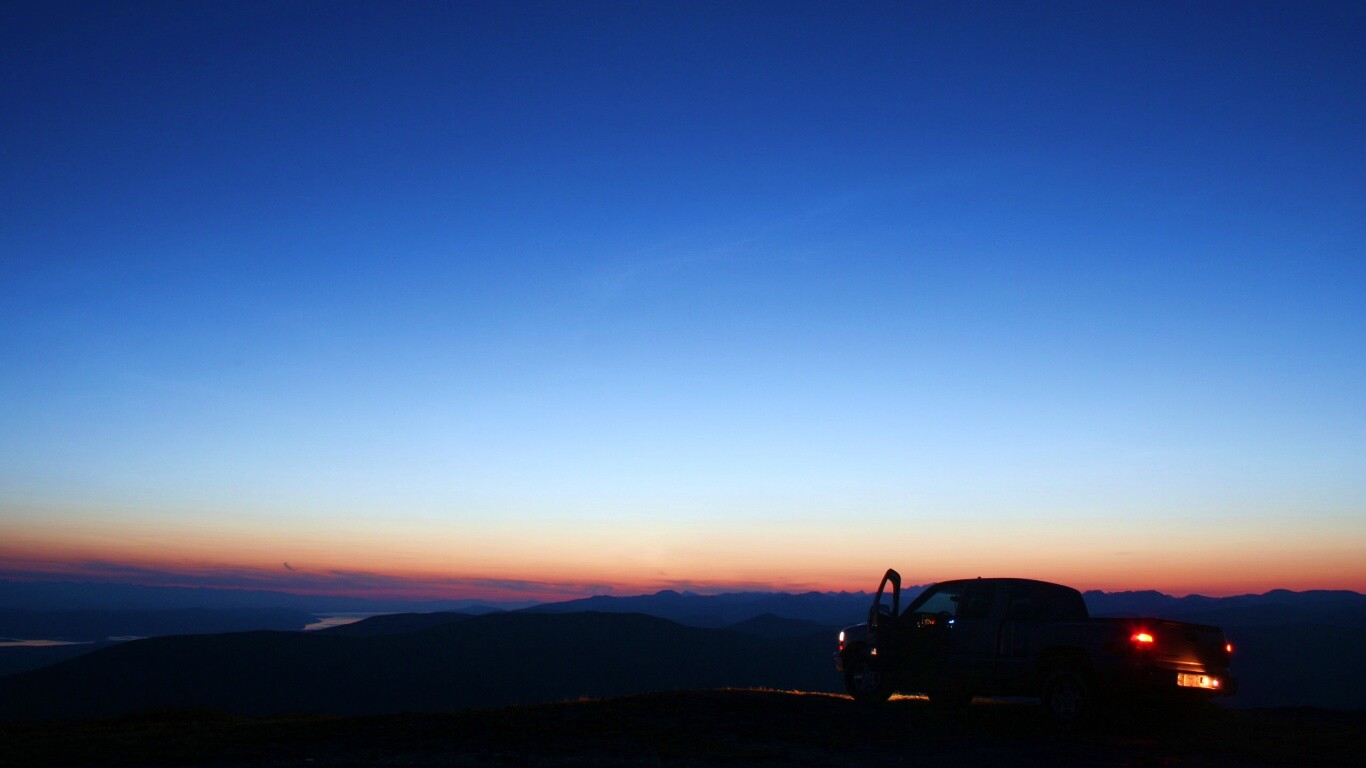 Авто на фоне заката обои