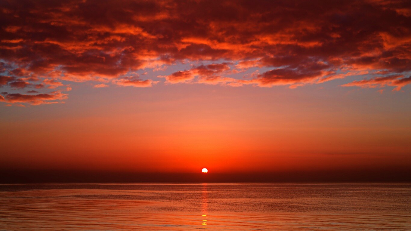 Багровый закат обои