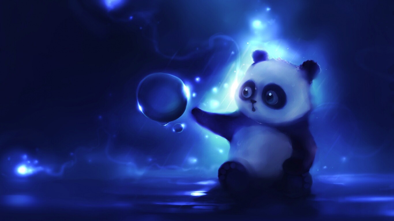 Панда и пузырек обои