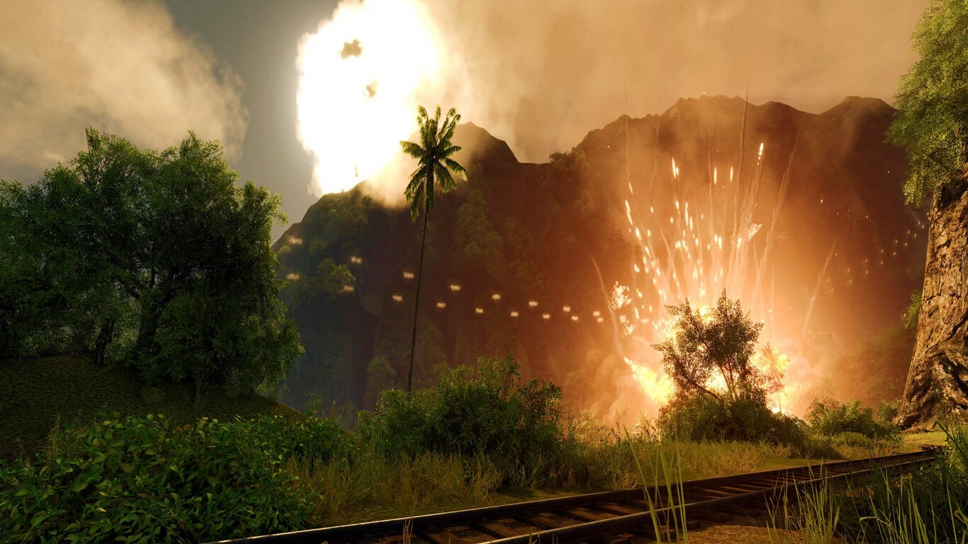 Взрыв в кустах обои