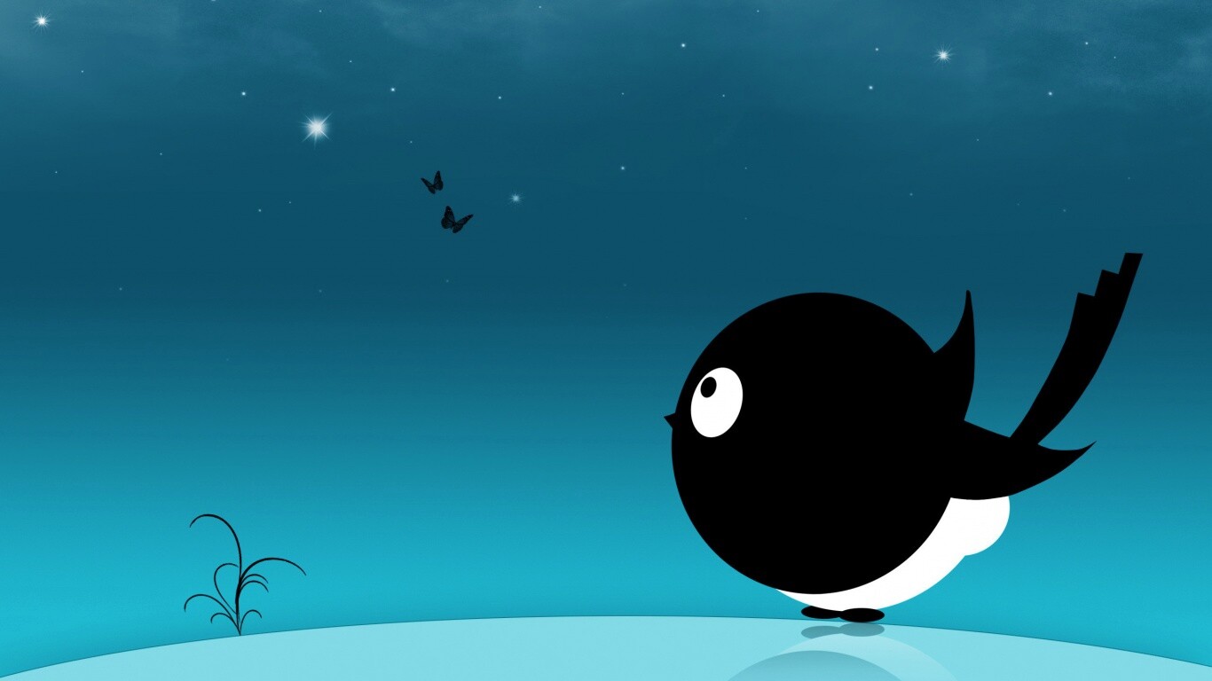 Нарисованная птичка обои