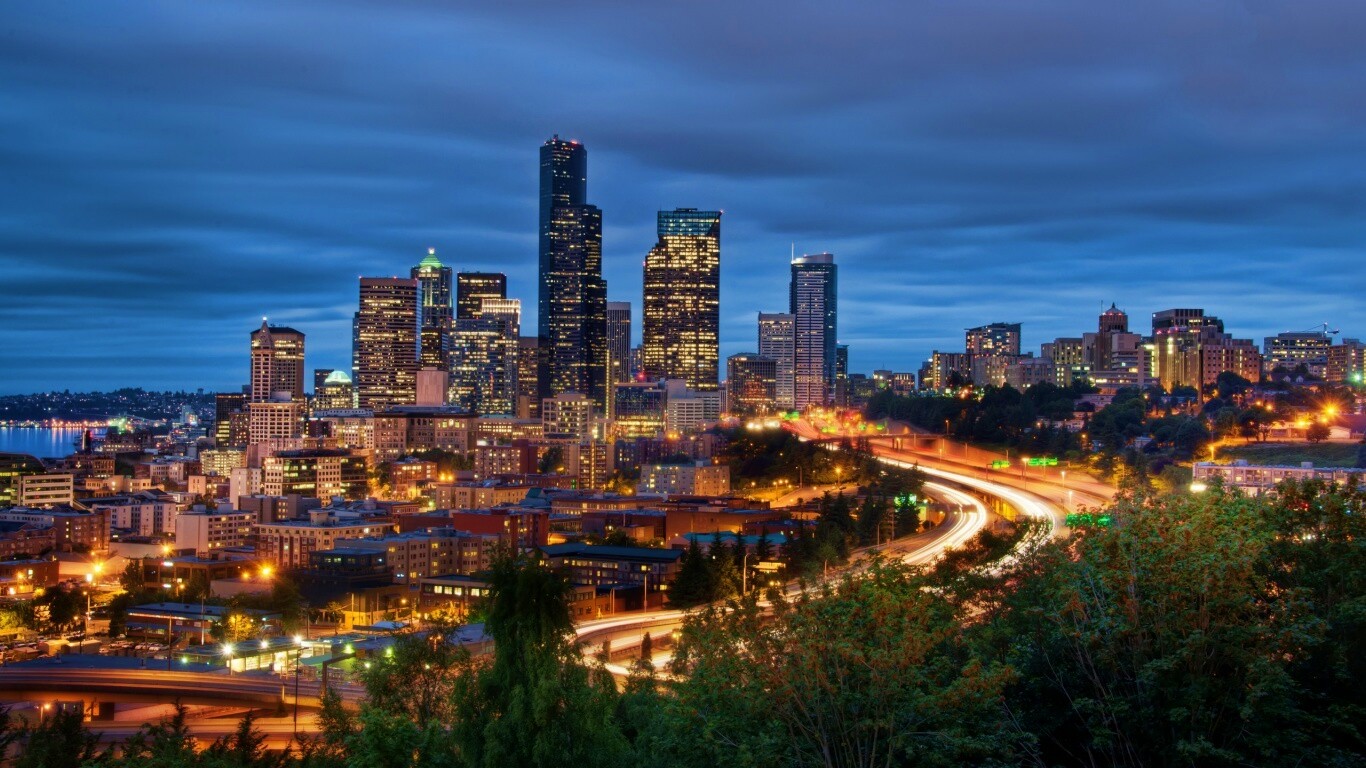 Город вдали обои