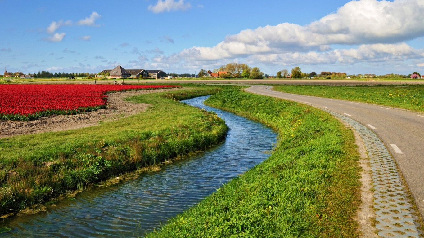 Канал вдоль дороги обои