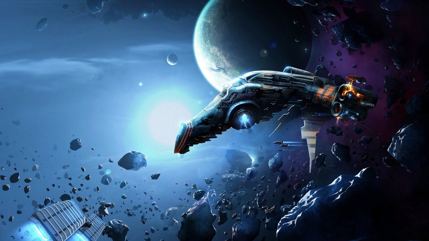 Космические корабли в поясе метеоритов обои