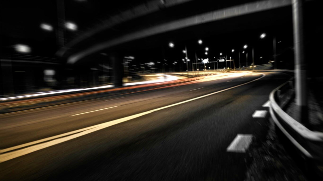 Дорога в ночном городе обои