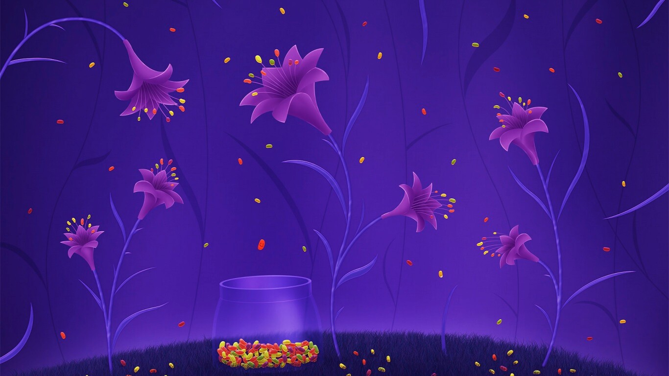 Волшебные цветы и конфетки обои