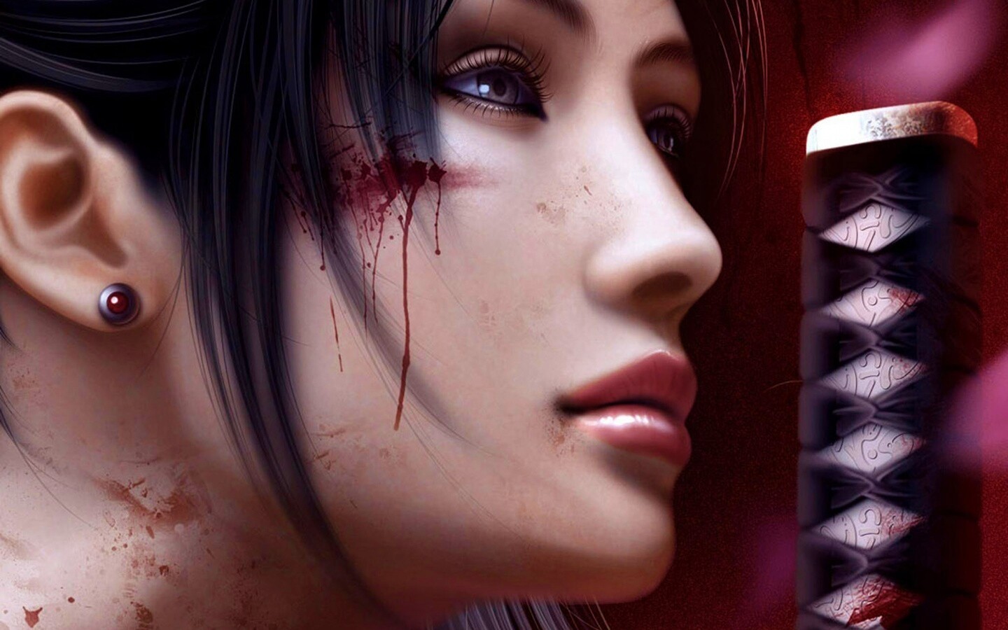 Японка с катаной обои