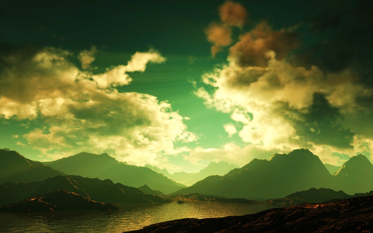 Закат в горах обои