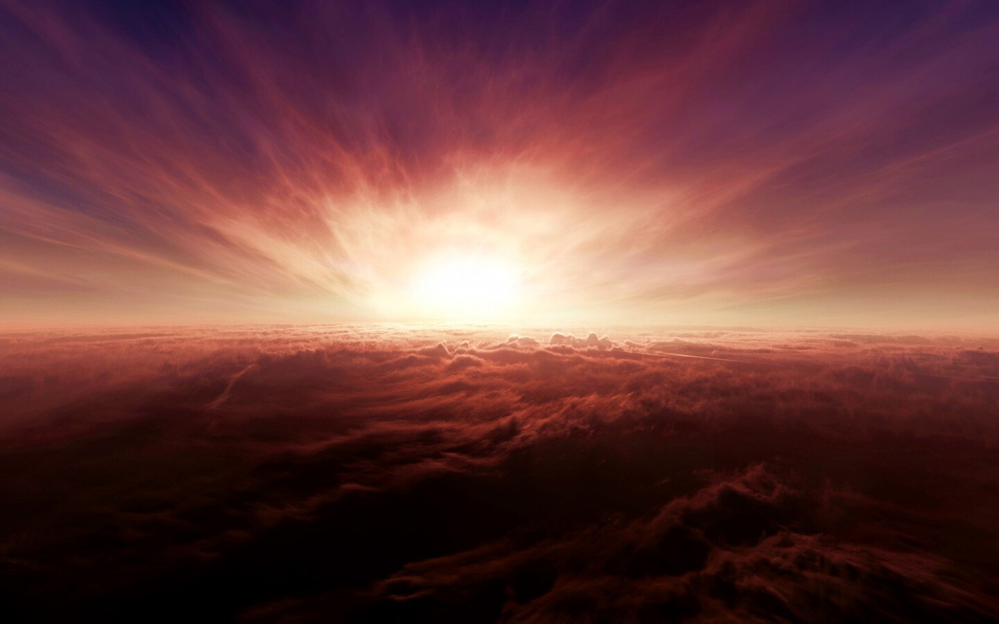 Закат над облаками обои