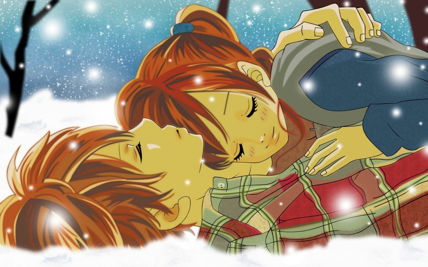 Двое на снегу из Bokura Ga Ita обои