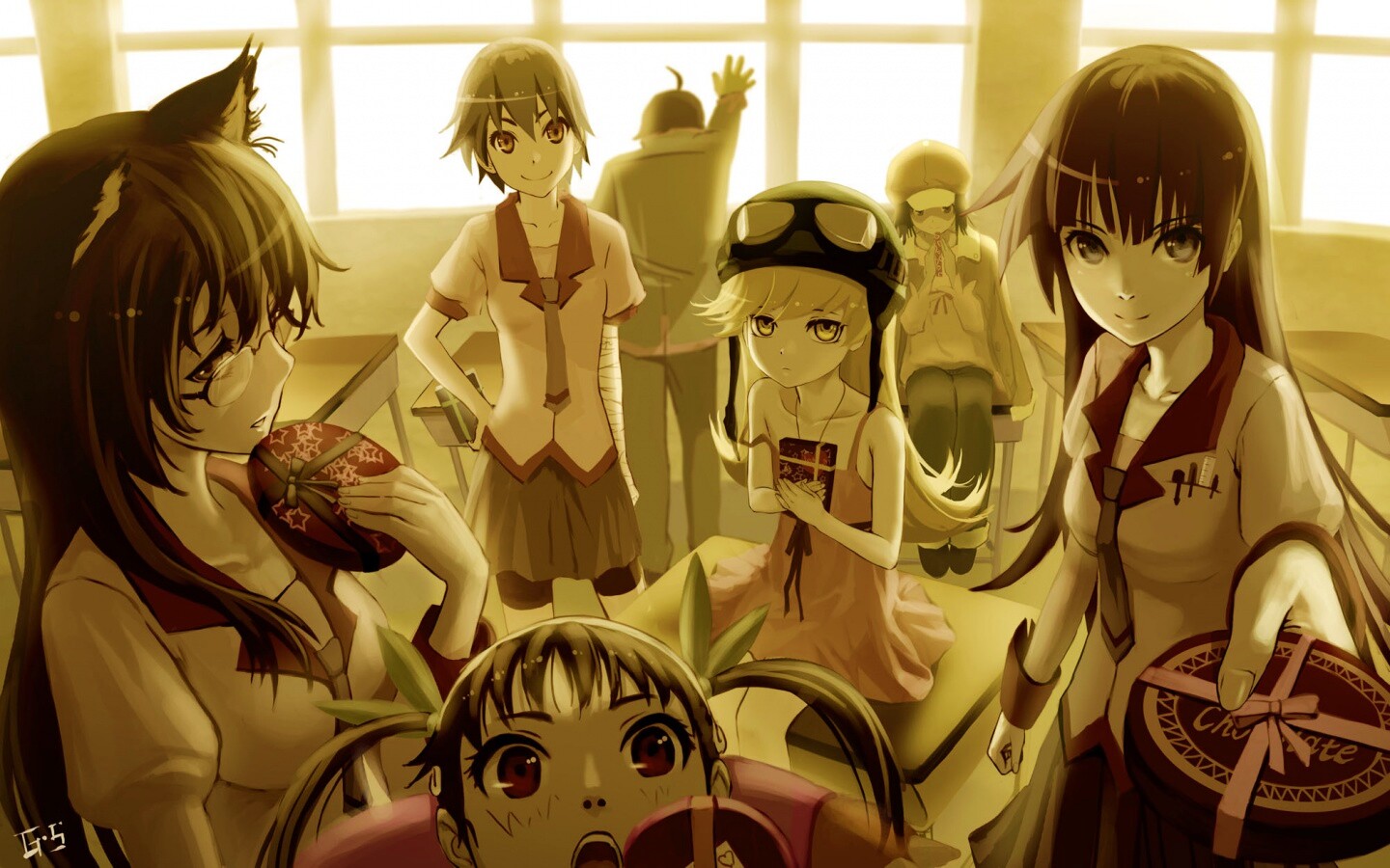 Девушки из Bakemonogatari обои