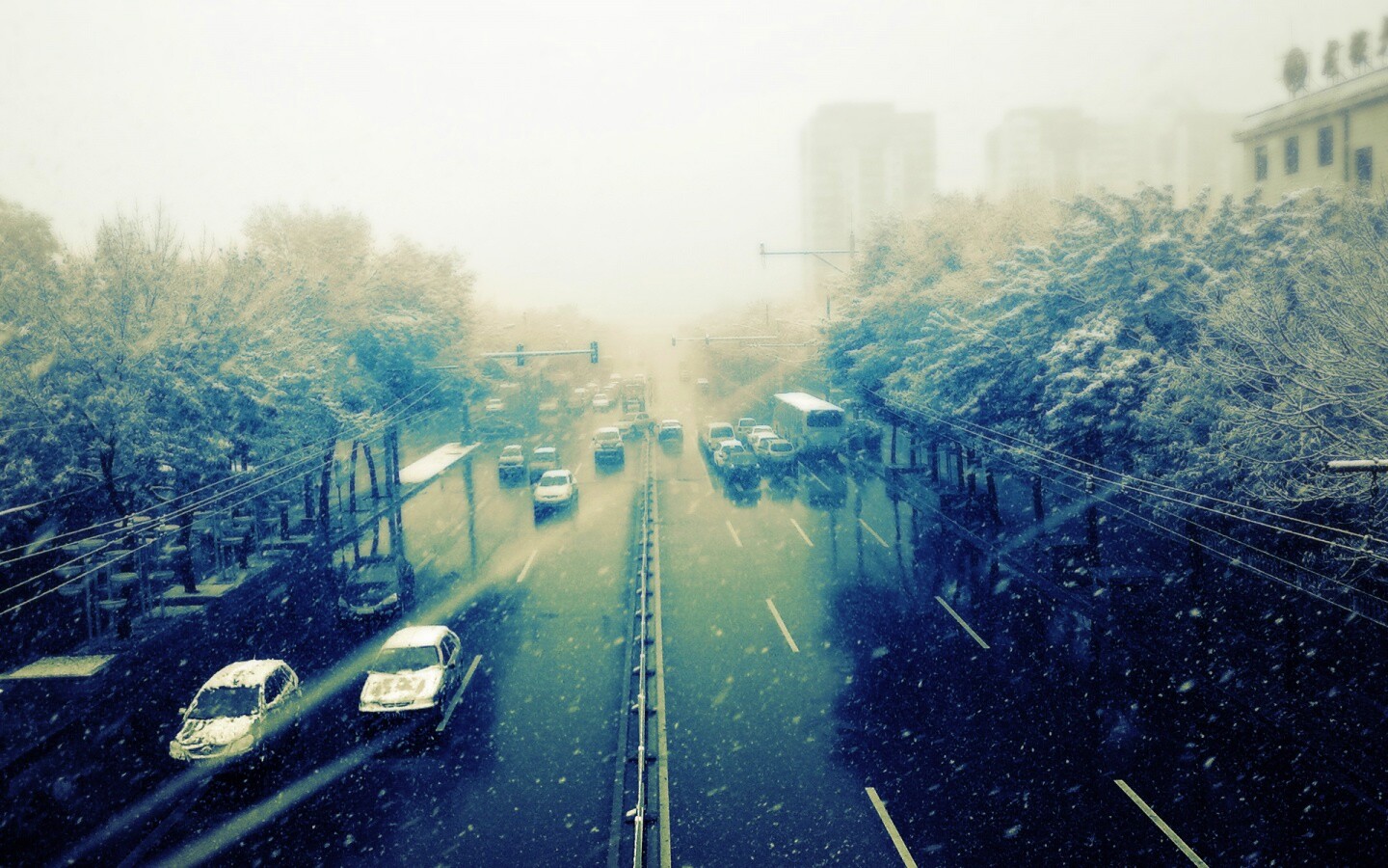 Снегопад в токио обои