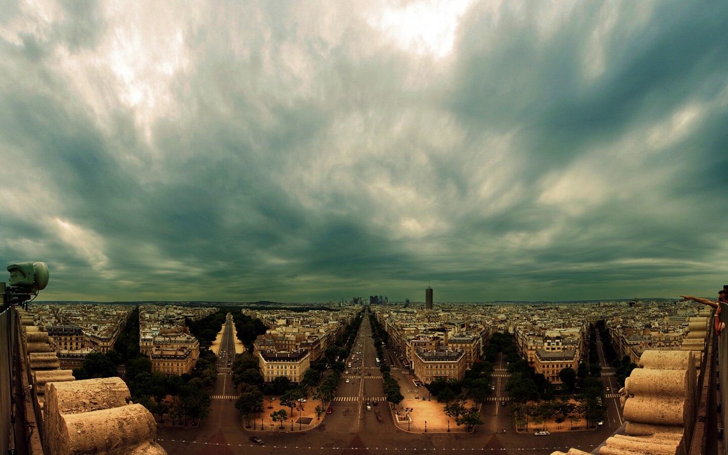 Париж широкоугольным объективном обои