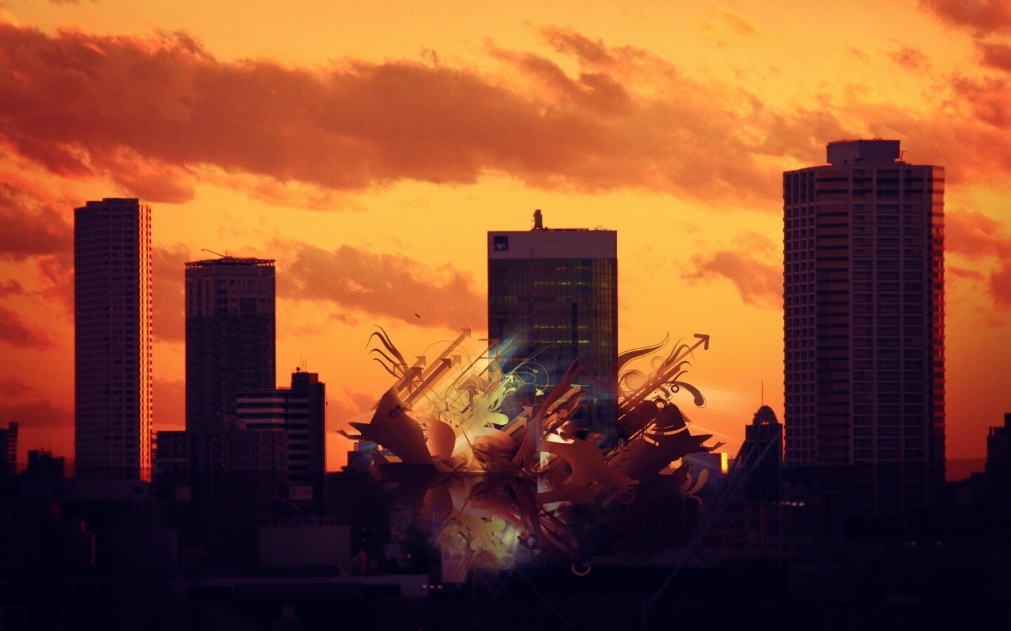 3D абстракция прямо в городе обои