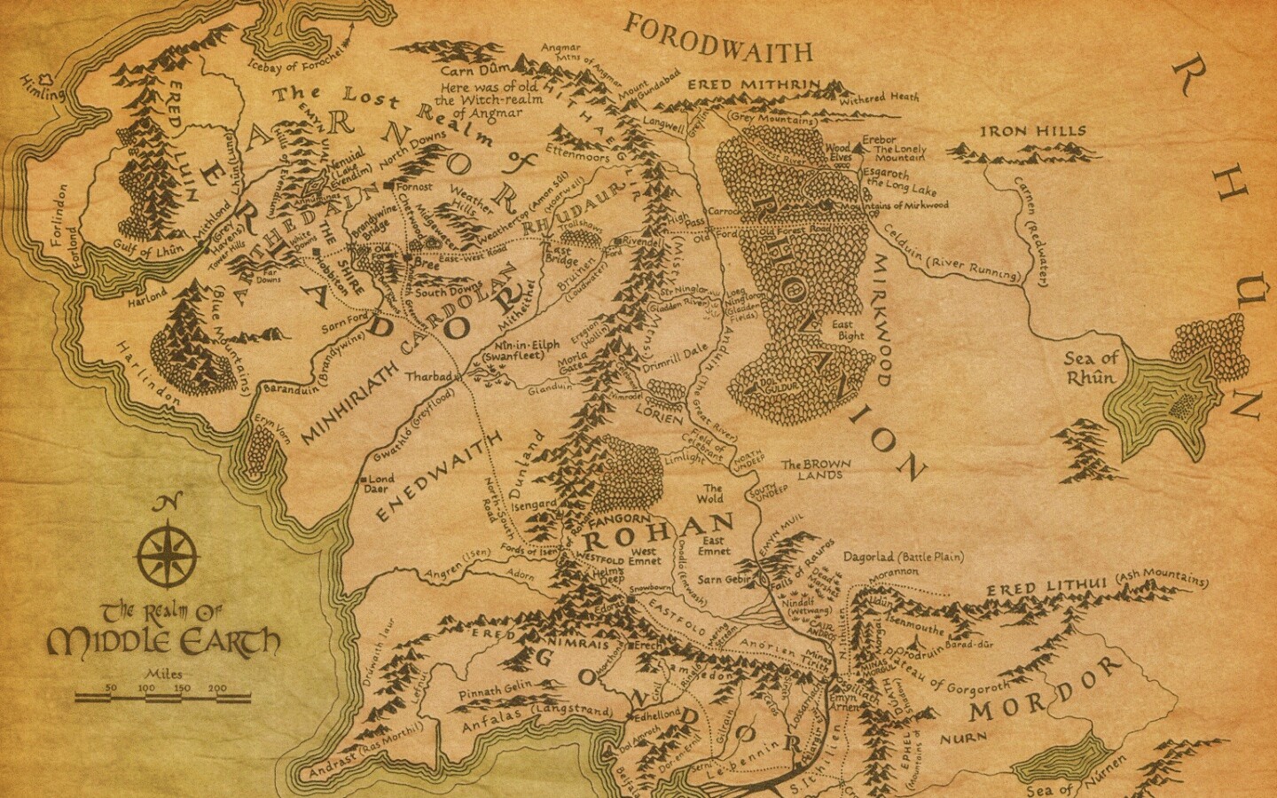 Карта Средиземья обои