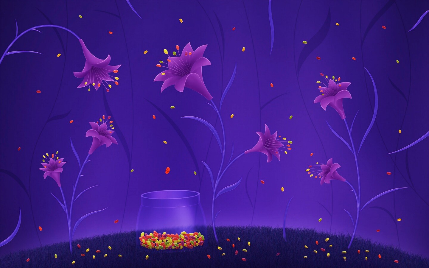 Волшебные цветы и конфетки обои