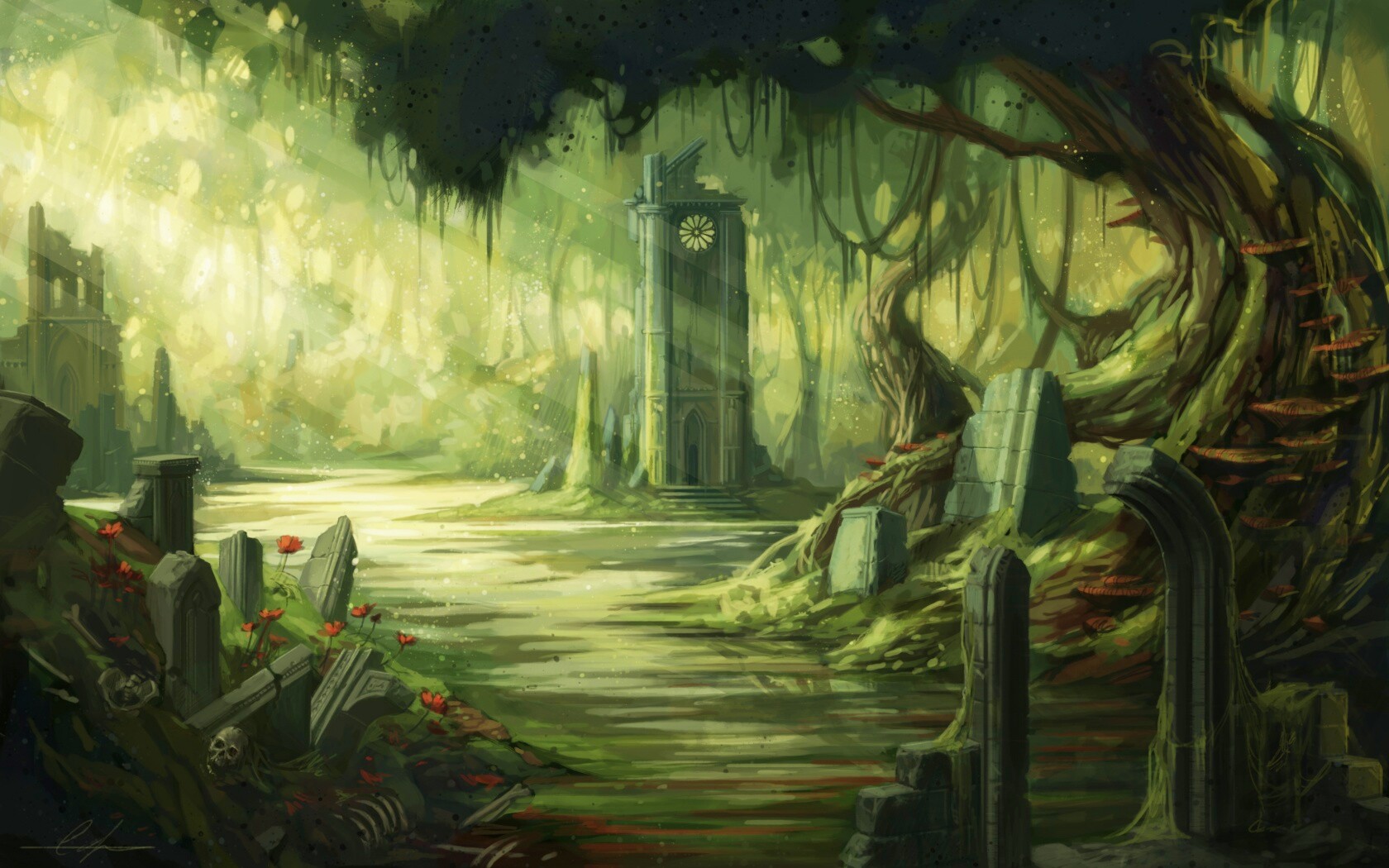 Руины эльфийского города обои