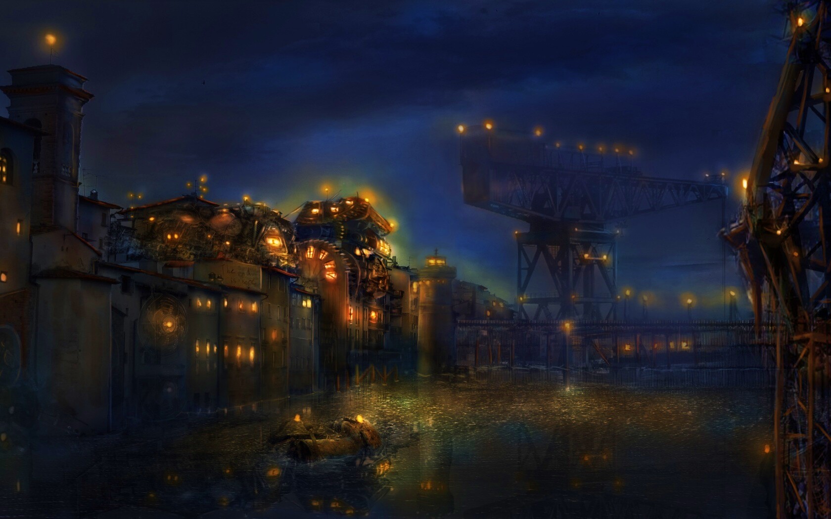 Портовые огни обои