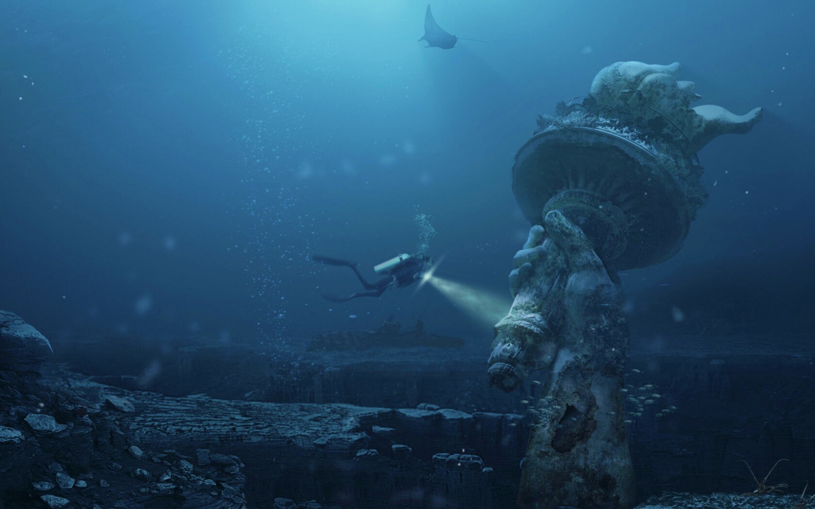 Затопленный Нью-Йорк обои