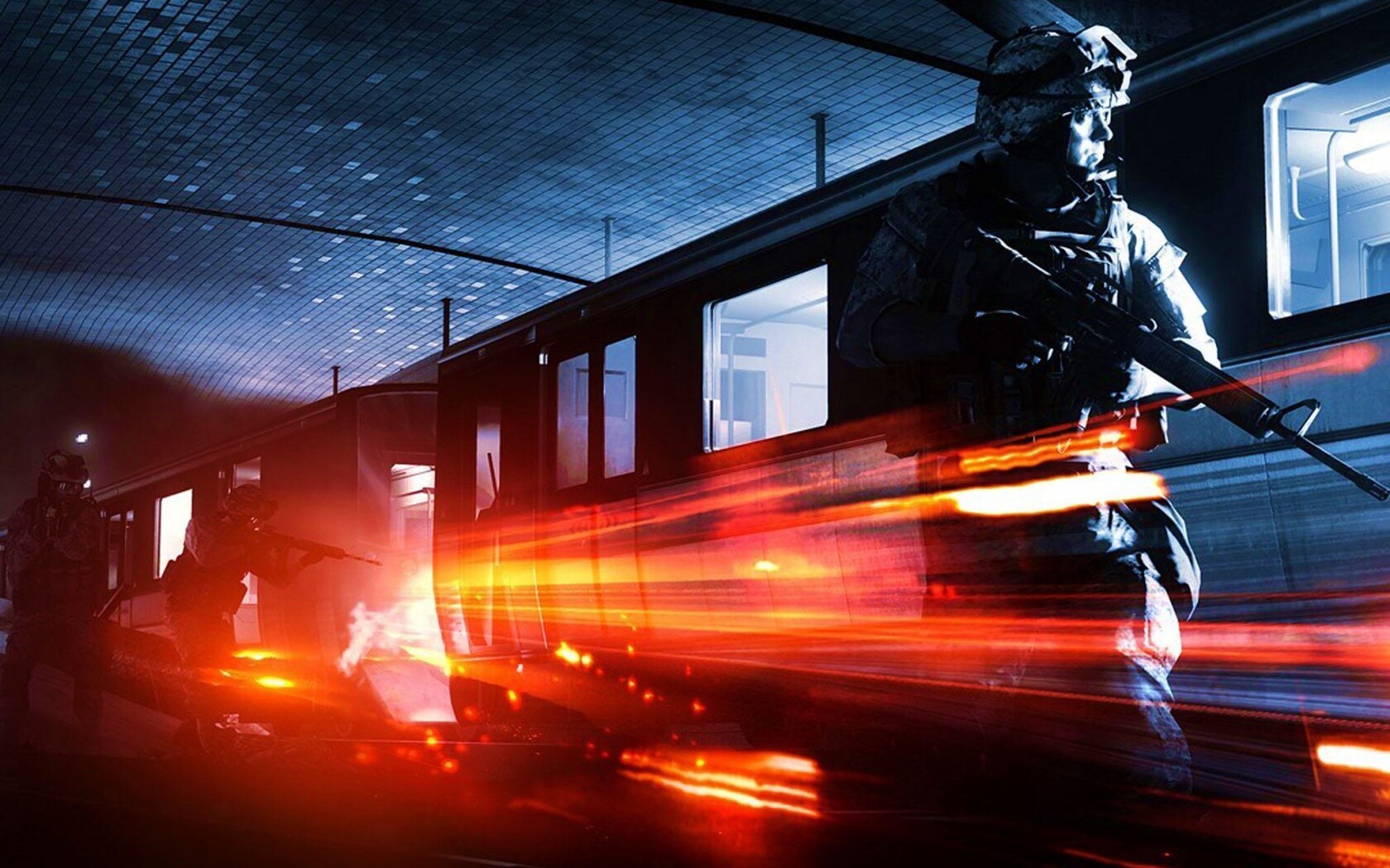 Солдаты на станции метро обои