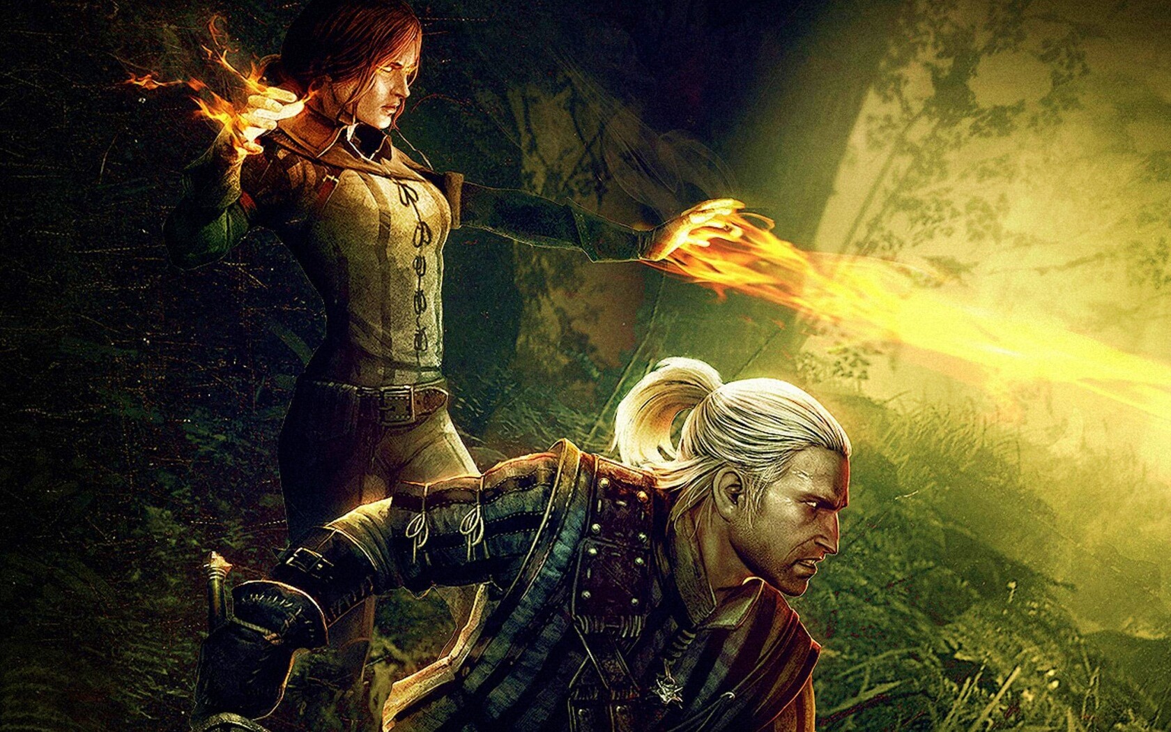 Геральт и Трисс в бою обои