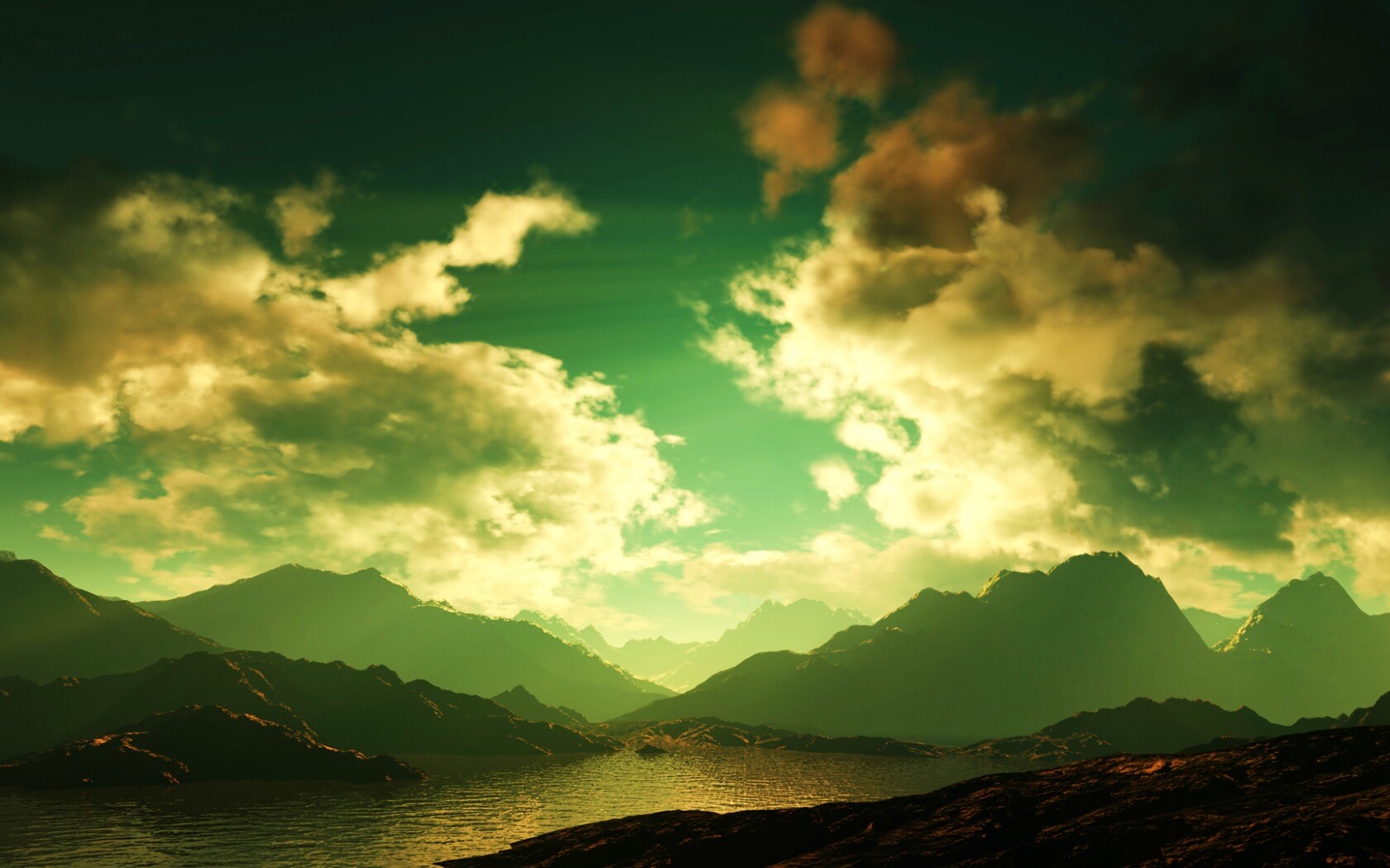 Закат в горах обои