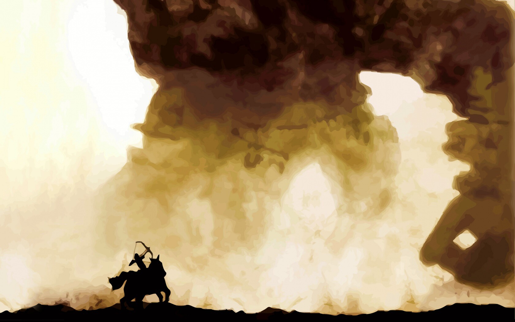 Всадник и огромный голем обои