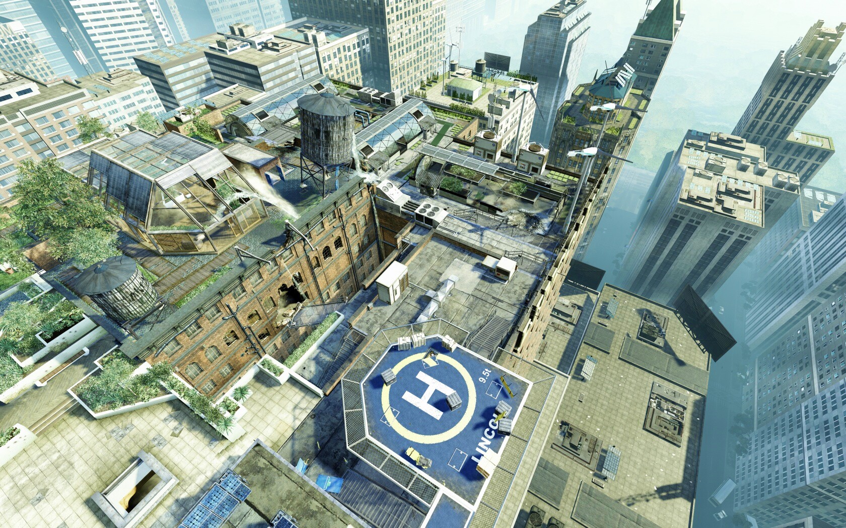 Вид сверху на карту уровня из Crysis 2 обои