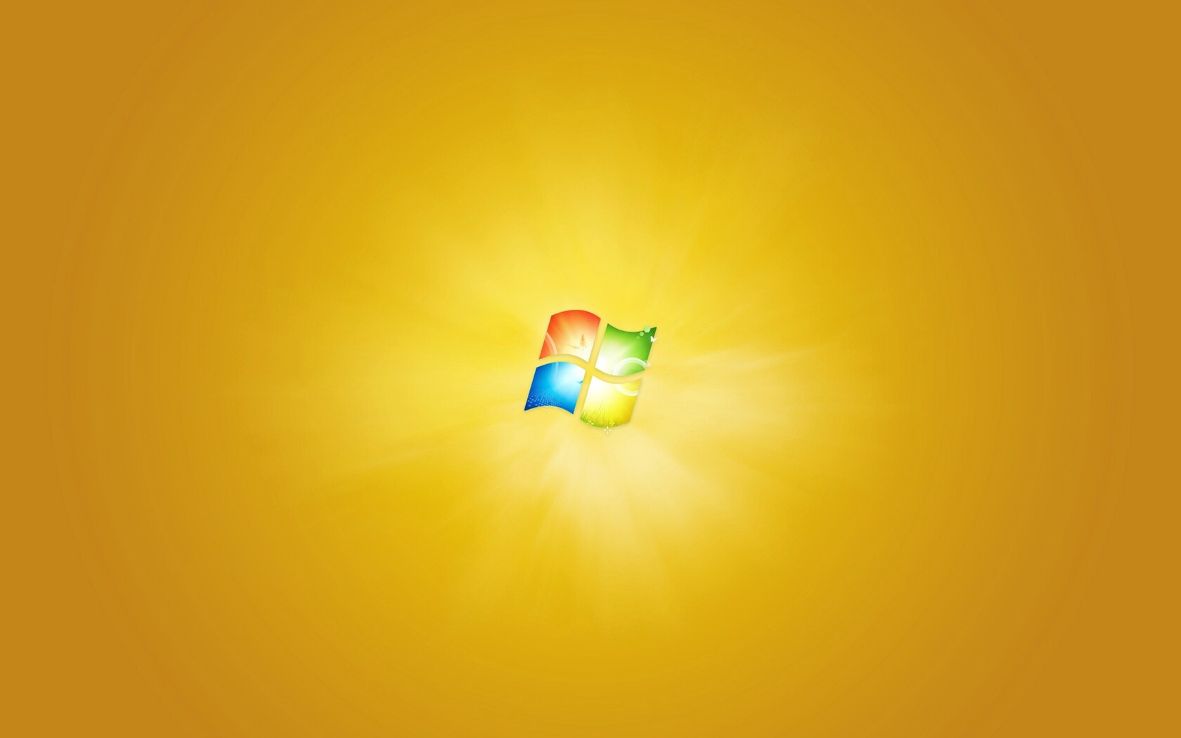 Яркий желтый логотип Windows 7 обои