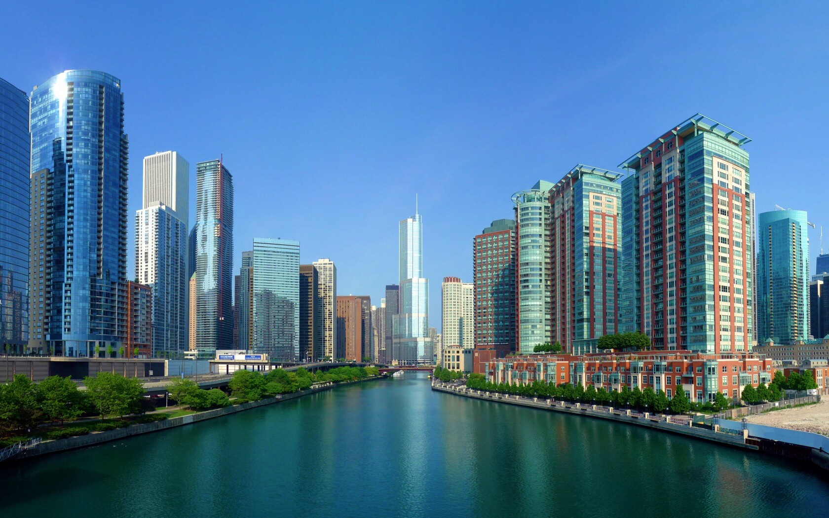 Вид на Чикаго обои