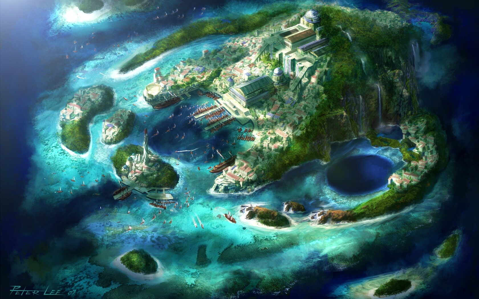 Город на острове обои